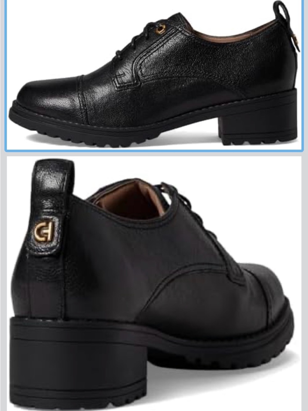 COLE HAAN Women's Camea Heritage Oxford Shoes Black Leather W27920 Size 7.5